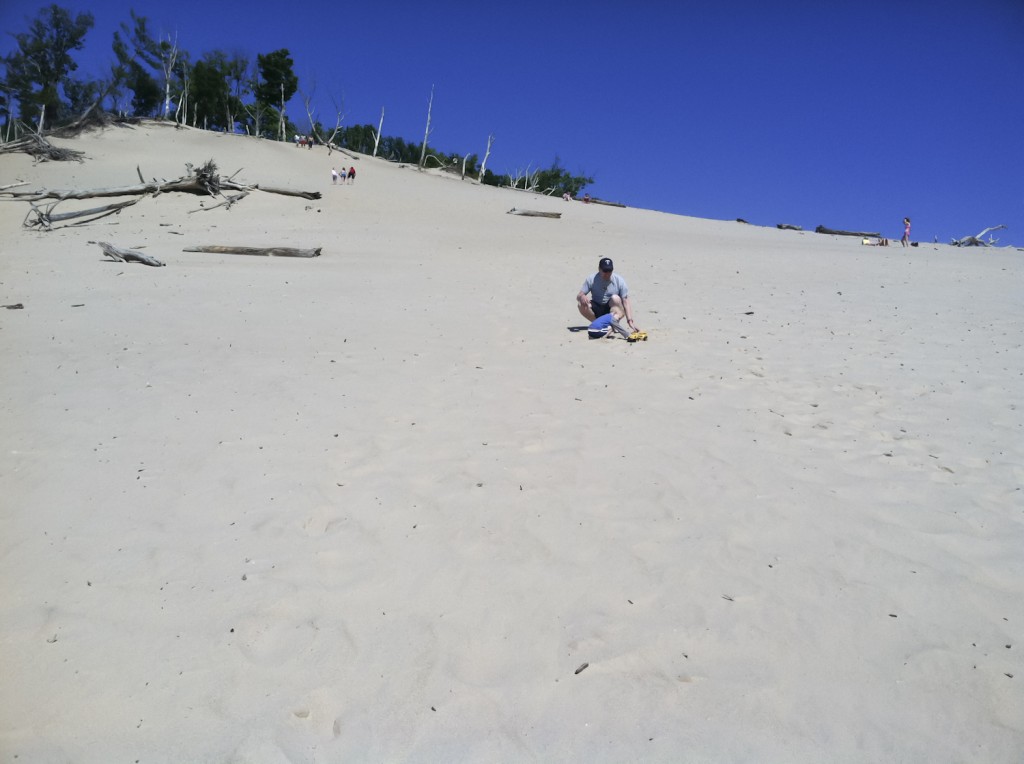 Climbing the dune.