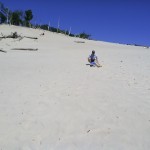 Climbing the dune.
