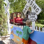 Checking out the train.